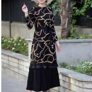 Salma Seri Design gold and black maxi dress